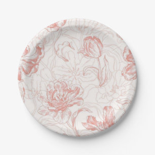 Elegant Blush Floral Arch Wedding Invitation Paper Plate