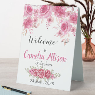 Elegant Blush Floral Baby Shower Welcome