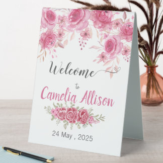 Elegant Blush Floral Baby Shower Welcome
