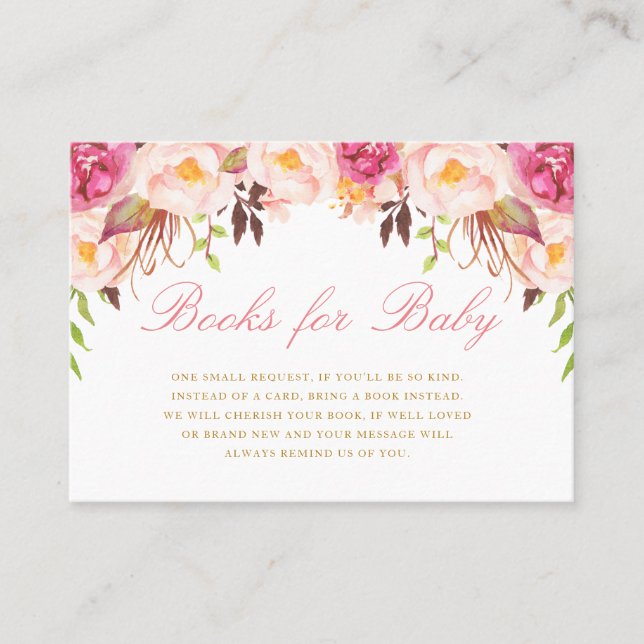 elegant blush floral books for baby card (Front)