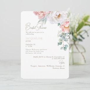 Elegant Blush Floral Botanical Bridal Shower II Invitation