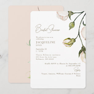 Elegant Blush Floral Botanical Bridal Shower Invitation