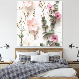Elegant Blush Floral Botanical Canvas Art