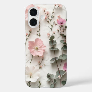 Elegant Blush Floral Botanical iPhone 16 Case