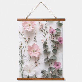 Elegant Blush Floral Botanical Wall Tapestry