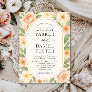 Elegant Blush Floral Botanical Wedding Invitation
