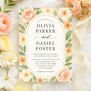 Elegant Blush Floral Botanical Wedding Invitation