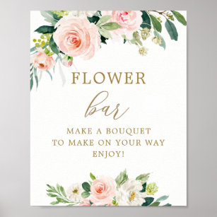 Elegant Blush Floral Bouquet Flower Bar  Poster