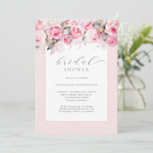 Elegant Blush Floral Bridal Shower Editable Invitation