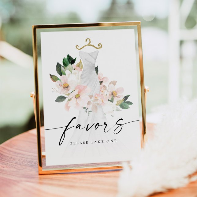 Elegant Blush Floral Bridal Shower Favours Sign (Creator Uploaded)