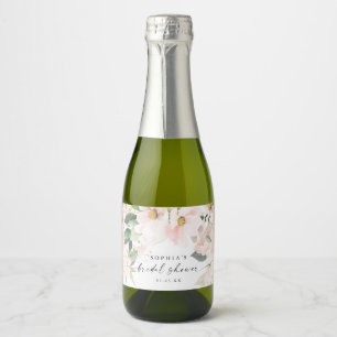 Elegant Blush Floral Bridal Shower Favours Sparkling Wine Label