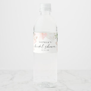 Elegant Blush Floral Bridal Shower Favours Water Bottle Label