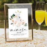 Elegant Blush Floral Bridal Shower Mimosa Bar Sign<br><div class="desc">This beautiful design features a bouquet of beautiful blush florals wrapped around an elegant wedding gown and a modern script (editable colour) font. See the entire collection for more matching items! Watch our video on 'How to Edit in Zazzle' at YouTube.com/CreativeUnionDesign</div>