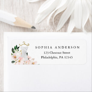 Elegant Blush Floral Bridal Shower Return Address
