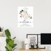 Elegant Blush Floral Bridal Shower Welcome Sign (Home Office)