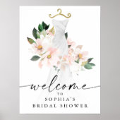 Elegant Blush Floral Bridal Shower Welcome Sign (Front)