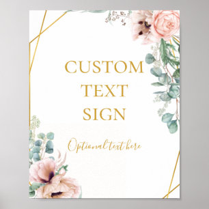 Elegant Blush Floral Cards and Gifts Custom Sign