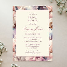 Elegant Blush Floral Classic Formal Bridal Shower