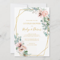 Elegant Blush Floral | Couples Shower Invitation