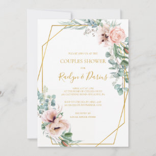 Elegant Blush Floral   Couples Shower Invitation