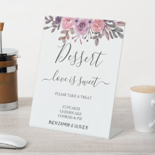 Elegant Blush Floral Dessert Bar Sign