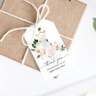 Elegant Blush Floral Dress Bridal Shower Favour Gift Tags