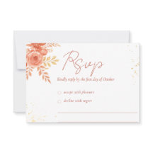 Elegant Blush Floral Fall Wedding RSVP w/ QR Code 
