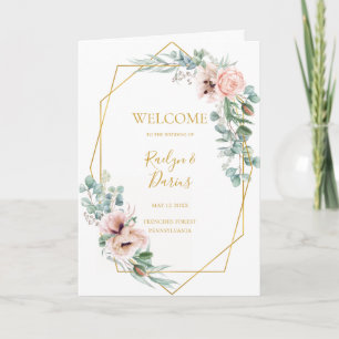 Elegant Blush Floral   Folded Wedding Program Programme