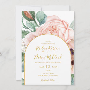 Elegant Blush Floral Garden   Arch Casual Wedding Invitation