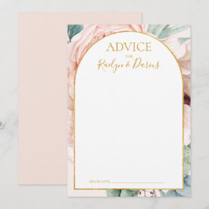 Elegant Blush Floral Garden   Pastel Wedding Advice Card