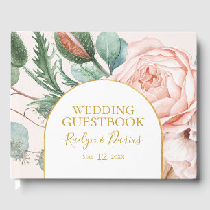 Elegant Blush Floral Garden   Pastel Wedding Guest Book