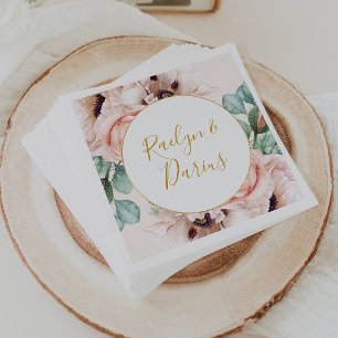 Elegant Blush Floral Garden   Pastel Wedding Napkin