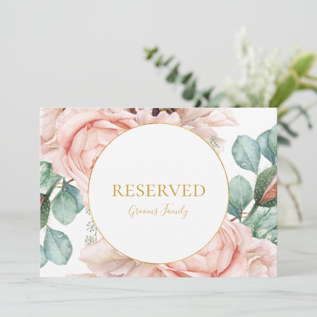 Elegant Blush Floral Garden | Reserved Sign (Standing Front)