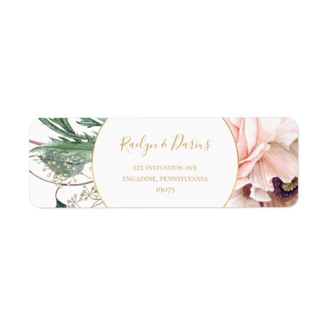Elegant Blush Floral Garden | Return Address Label (Front)