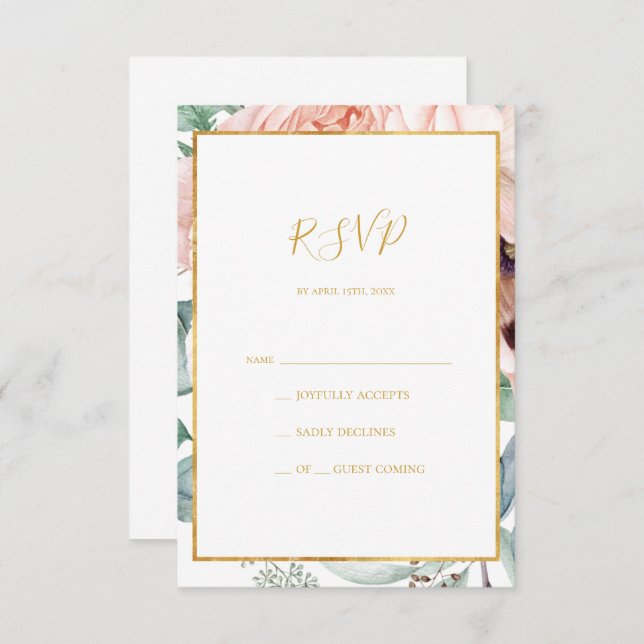 Elegant Blush Floral Garden | RSVP Card (Front/Back)