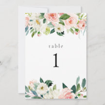 Elegant Blush Floral Garden Table Number Cards