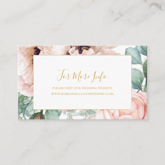  Elegant Blush Floral Garden | Wedding Enclosure Card (Front)