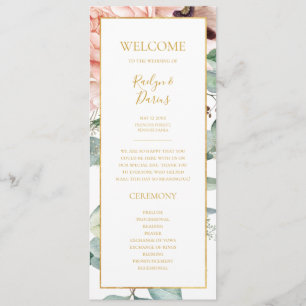 Elegant Blush Floral Garden   Wedding Program Programme