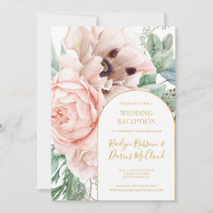 Elegant Blush Floral Garden   Wedding Reception Invitation