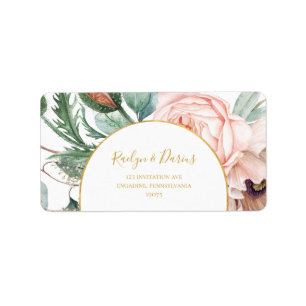 Elegant Blush Floral Garden Wedding RSVP Address Label