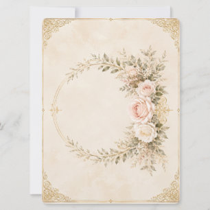 Elegant Blush Floral Gold Wedding Invitation