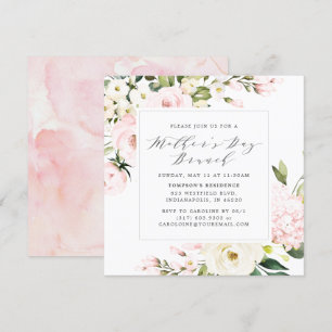 Elegant Blush Floral Greenery Mother's Day Brunch Invitation
