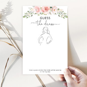 Elegant blush floral Guess the dress bridal game