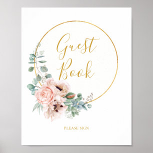 Elegant Blush Floral   Guest Book Sign