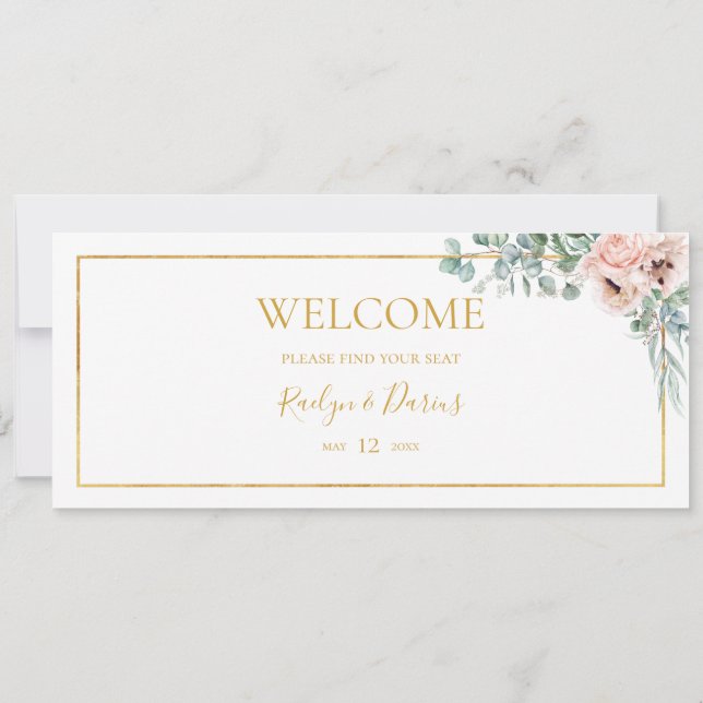 Elegant Blush Floral Hanging Seating Chart Header (Back)