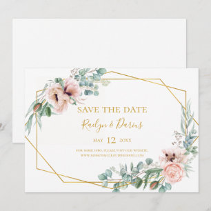 Elegant Blush Floral Horizontal Save the Date