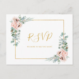 Elegant Blush Floral Menu Choice RSVP Card