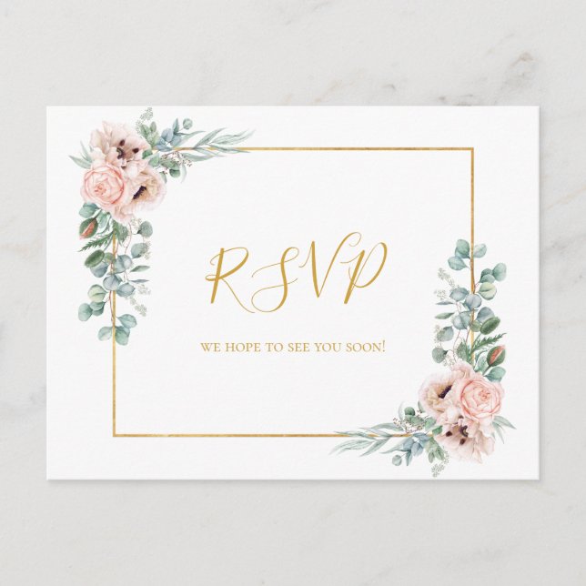 Elegant Blush Floral | Menu Choice RSVP Card (Front)