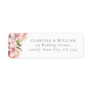 Elegant Blush Floral Modern Wedding Return Address