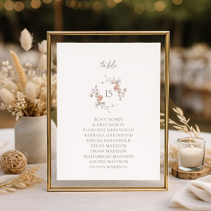 Elegant Blush Floral Monogram Table Seating Card
